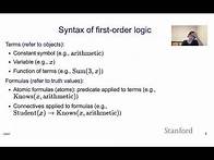 Video thumbnail for Logic 7 - First Order Logic | Stanford CS221: AI (Autumn 2021)