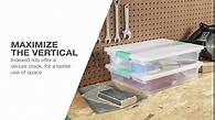 Video thumbnail for Sterilite Clip Box, Stackable Small Storage Bin with Latching Lid, Plastic Container to Organize Office, Crafts, Clear Base and Lid, Large, 1-Pack
