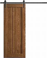 Video thumbnail for Modern Barn Door 42 x 84 inches | Ego 5006 Cognac Oak | 8FT Rail Track Heavy Hardware Set | Solid Panel Interior Doors