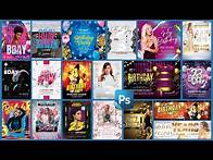 Video thumbnail for Birthday Party Invitation Flyer Template In Photoshop PSD File Vol.01 | Tutorial How to Edit Psd