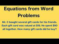 Video thumbnail for Writing Equations from Word Problems