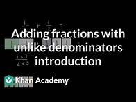 Video thumbnail for Adding fractions with unlike denominators introduction