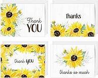 Video thumbnail for Sunflower Thank You Cards / 24 Thanks Cards With White Envelopes / 3 1/2" x 4 7/8" Folded Cards / 4 Watercolor Floral Gratitude Designs/Made In The USA