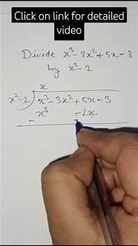 Video thumbnail for Divide x3-3x2+5x-3 by x2-2 #math #shorts #maths