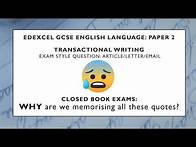Video thumbnail for GCSE English Language Paper 2 Section B - Transactional Writing - Edexcel Tips and Exam Question
