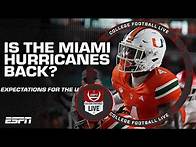 Video thumbnail for Is Miami BACK?! 👀 Expectations for the Hurricanes' 2024 season | College Football Live
