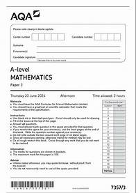 Video thumbnail for OFFICIAL JUNE 2024 AQA A LEVEL MATHEMATICS 73573 PAPER 3 MERGED QUESTION PAPER MARK SCHEME