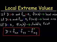 Video thumbnail for Local Extrema, Critical Points, & Saddle Points of Multivariable Functions - Calculus 3