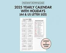 Video thumbnail for 2025 Yearly Calendar With Holidays 2025 Yearly Overview Printable 2025 Year at a Glance 2025 Holiday Calendar PDF, Sunday & Monday Start - Etsy