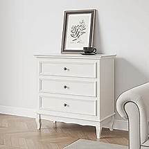 Video thumbnail for RoyalCraft White 3 Drawer Dresser for Bedroom, Wide Chest of Drawers with Ball Bearing Slide, Modern Wood Dresser Wide Nightstand Cabinet for Living Room