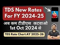 Video thumbnail for TDS Section and Rates | TDS Rate Chart for FY 2024-25 | TDS Slab 24-25 | TDS Rate on Salary FD Rent
