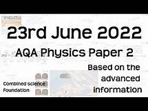 Video thumbnail for AQA Physics Paper 2 Revision - 23rd June 2022 - GCSE Combined Science Foundation Exam