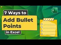 Video thumbnail for 7 Ways to Add Bullet Points in Excel