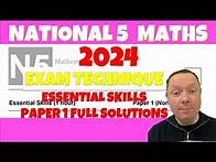 Video thumbnail for National 5 Maths 2024 EXAM TECHNIQUE & ESSENTIAL SKILLS PAPER 1