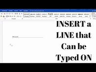 Video thumbnail for How to INSERT a LINE that can be TYPED ON in Microsoft Word 2016