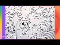 Video thumbnail for BLUEY EASTER Coloring Page - Coloring fun with alcohol markers & glitter pens