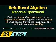 Video thumbnail for Relational Algebra (Rename Operation)