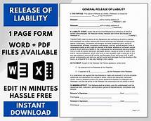 Video thumbnail for Release Form, Release of Liability, Hold Harmless (indemnity) Agreement - General Release of Liability - Etsy