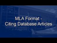 Video thumbnail for MLA Format - Citing Database Articles