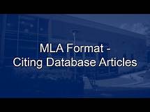 Video thumbnail for MLA Format - Citing Database Articles