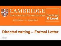 Video thumbnail for Cambridge O/L - Directed Writing - Formal Letters