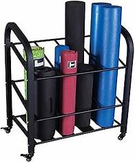 Video thumbnail for Body-Solid (GYR500 Foam Roller Storage Organizer and Yoga Mat Rack Holder with Lockable Wheels Suitable for Home, Studio Use, Commercial and Home Gym Accessories Can Hold 12 Fitness Rollers and Mats