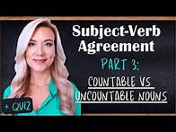 Video thumbnail for Subject Verb Agreement in English Grammar | Part 3: Countable VS Uncountable Nouns