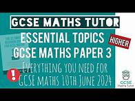 Video thumbnail for Practice Topics You NEED for The GCSE Maths Exam Paper 3 Monday 10th June 2024 | Higher | TGMT