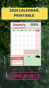 Video thumbnail for 2024 calendar, printable