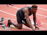 Video thumbnail for Seattle Seahawks wide receiver DK Metcalf competes in 100m race at USATF Golden Games | NBC Sports