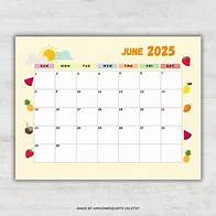Video thumbnail for Cute 2025 Calendar Printable, Monthly Calendar 2025, Colourful Fridge Calendar for Kids, US Letter Size & A4 Planner Instant Download PDF - Etsy