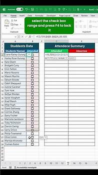 Video thumbnail for Dynamic Attendance Tracker in Excel Using Checkboxes! Easy Step-by-Step Tutorial