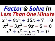 Video thumbnail for How to Factor and Solve Cubic Equations in Less Than ONE Minute - Quick and Easy Trick