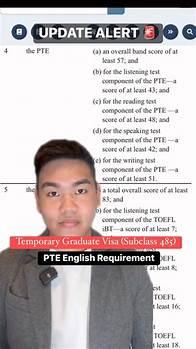 Video thumbnail for Are you to apply for Temporary Graduate Visa (Subclass 485)? Be mindful of the New English Requirement. Watch the video to be well-informed about the PTE score you will need to achieve. Send us a message to be properly assisted. #PTE #485visa #InternationalStudents #studentlife #studyinaustralia | We Access Global