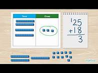 Video thumbnail for Addition to 50 With Regrouping – Base-10 Blocks and Place Value Chart