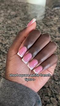 Video thumbnail for Short Square White French Tip Nails Tutorial