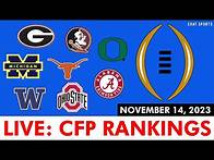 Video thumbnail for College Football Playoff Top 25 Rankings 2023 LIVE