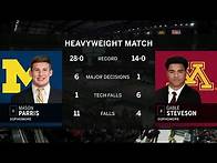 Video thumbnail for HWT: #1 Mason Parris (MICH) vs. #2 Gable Steveson (MN) | 2020 B1G Wrestling Championships