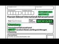 Video thumbnail for Pearson Edexcel International A level chemistry unit 5 October 2021 Section C
