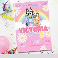 Video thumbnail for Girl Birthday Invitation, Blue-y Invitation, Digital Bluey Girl Invite, Blue-y Party Invite, Kids Birthday Invite, Boys & Girls Invite - Etsy