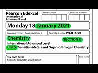 Video thumbnail for Pearson Edexcel International A level chemistry unit 5 January 2021 Section B