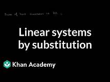 Video thumbnail for Solving linear systems by substitution | Algebra Basics | Khan Academy