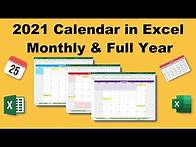 Video thumbnail for 2021 Excel Calendar Spreadsheet | Monthly Calendar | Year at a Glance | Printable Calendar | Yearly