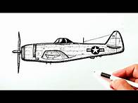 Video thumbnail for How to draw a WW2 fighter plane P-47 Thunderbolt