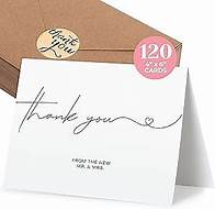 Video thumbnail for 120 Heavyweight Blank Wedding Thank You Cards with Envelopes, Personalized Greetings Gratitude Letter From The New Mr and Mrs, Wedding Thank You Notes with Envelopes & Stickers (4x6 Inches) (120 Pack)