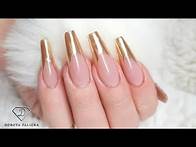 Video thumbnail for How to do gold chrome french nails. French manicure chrome pigment nail art.