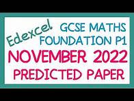 Video thumbnail for EDEXCEL GCSE Maths November 2022 Predicted Foundation Paper 1