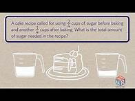 Video thumbnail for Add and subtract fractions with like denominators. Word problems. Grade 4