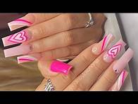 Video thumbnail for PINK HEART NAIL ART TUTORIAL | ACRYLIC NAILS