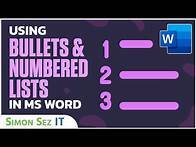 Video thumbnail for Using Bullets and Numbered Lists in Microsoft Word 2021/365
